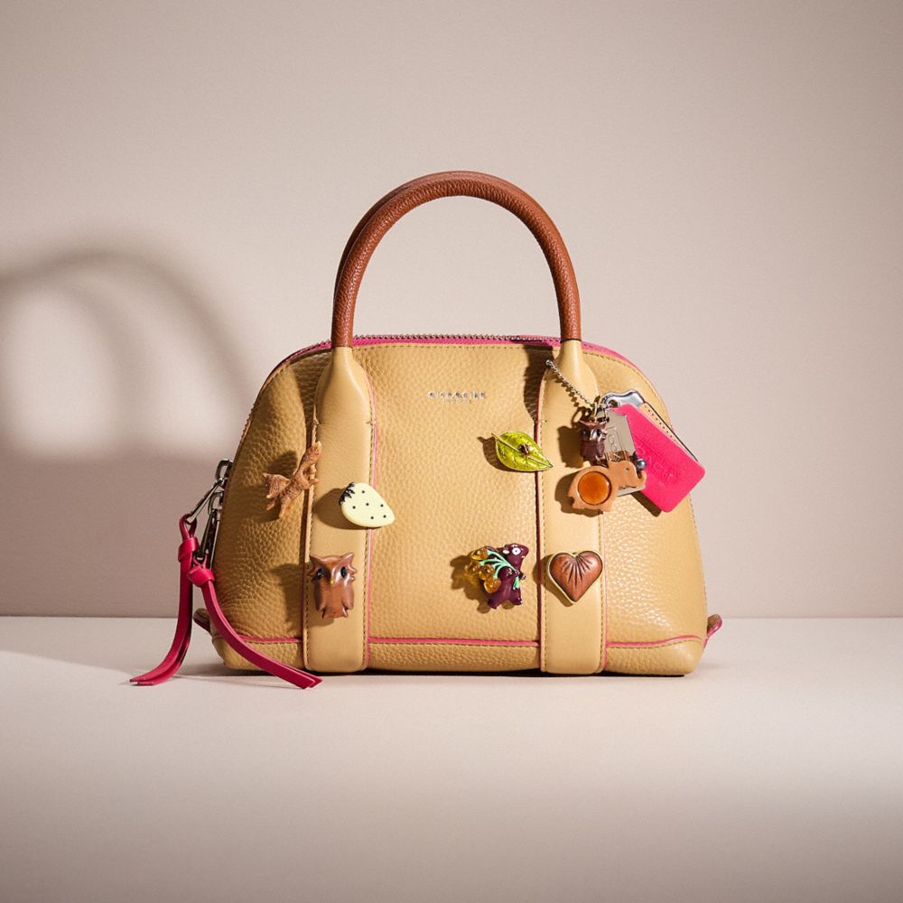 COACH®,UPCRAFTED BLEECKER MINI PRESTON SATCHEL,Sweet Nostalgia,Silver/Camel/Pink Ruby,Front View