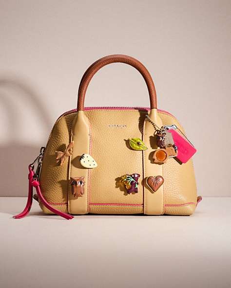 COACH®,UPCRAFTED BLEECKER MINI PRESTON SATCHEL,Sweet Nostalgia,Silver/Camel/Pink Ruby,Front View