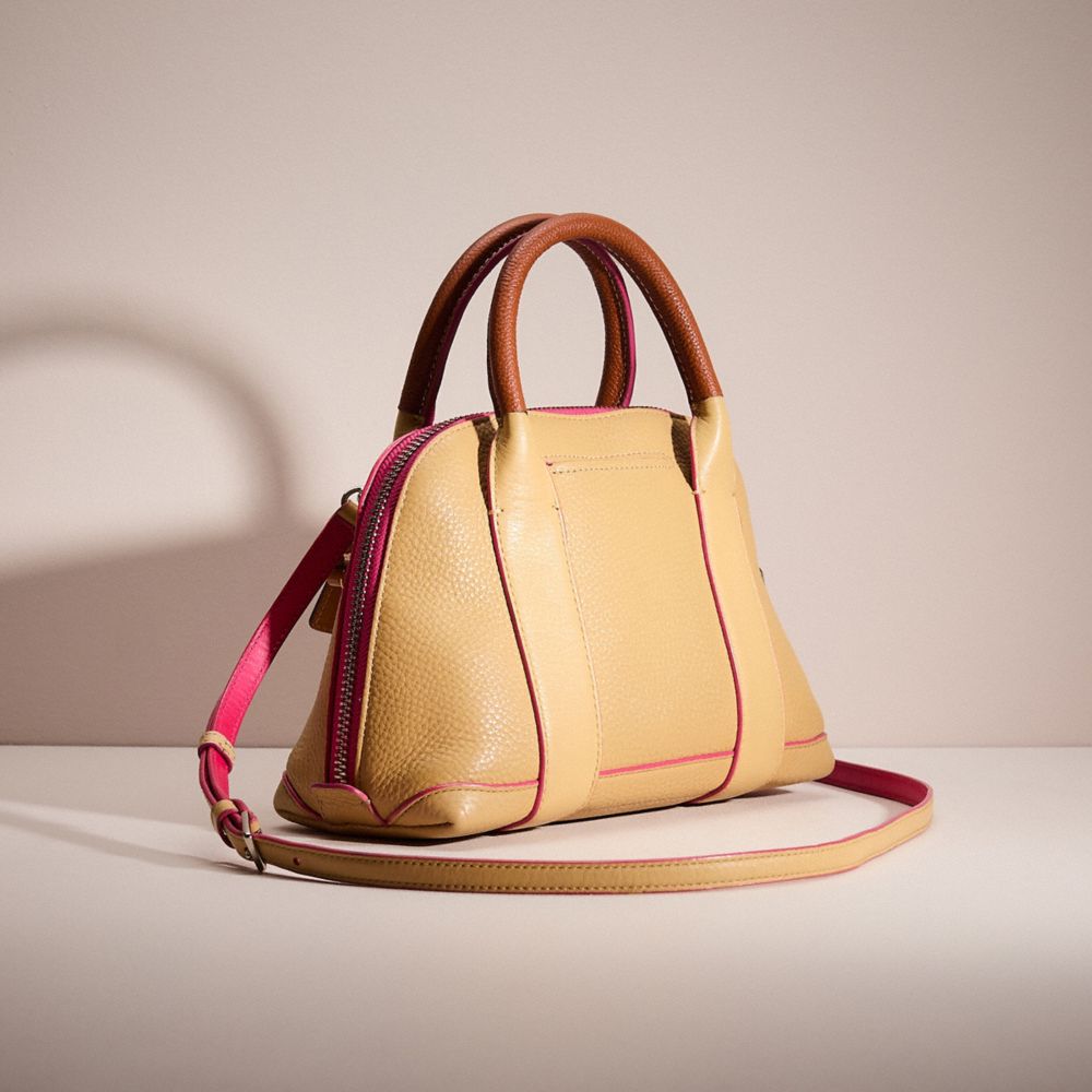 COACH®,UPCRAFTED BLEECKER MINI PRESTON SATCHEL,Sweet Nostalgia,Silver/Camel/Pink Ruby,Angle View