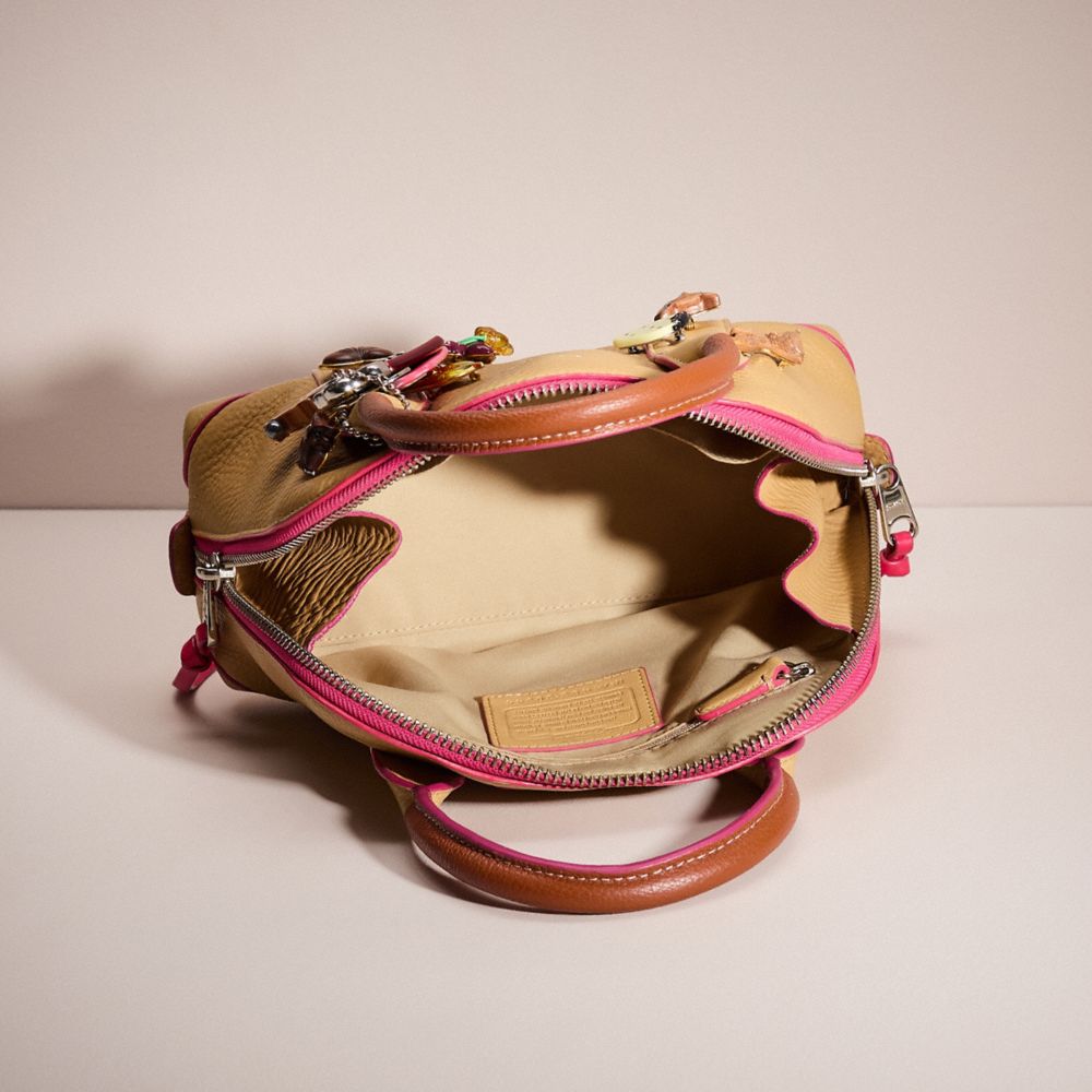 COACH®,UPCRAFTED BLEECKER MINI PRESTON SATCHEL,Sweet Nostalgia,Silver/Camel/Pink Ruby,Inside View,Top View