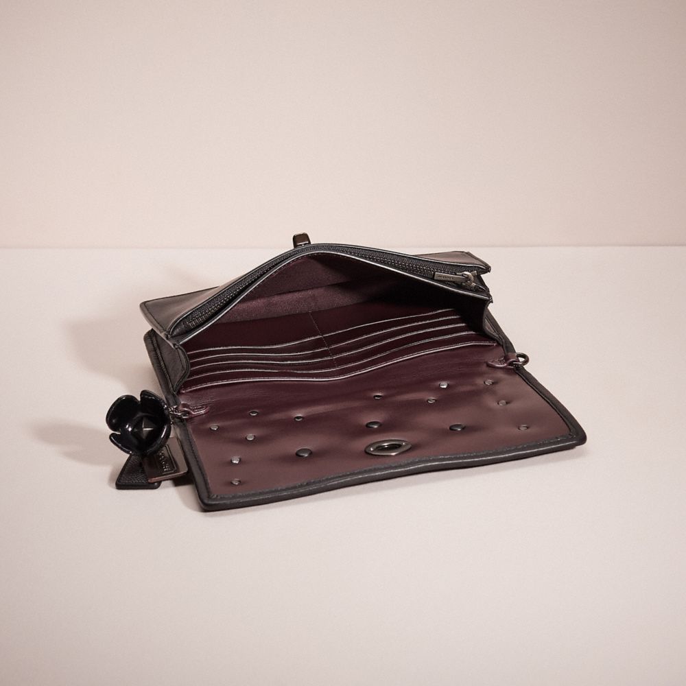 COACH®,UPCRAFTED HAYDEN FOLDOVER CROSSBODY CLUTCH WITH QUILTING,Sweet Nostalgia,Pewter/Black,Inside View,Top View