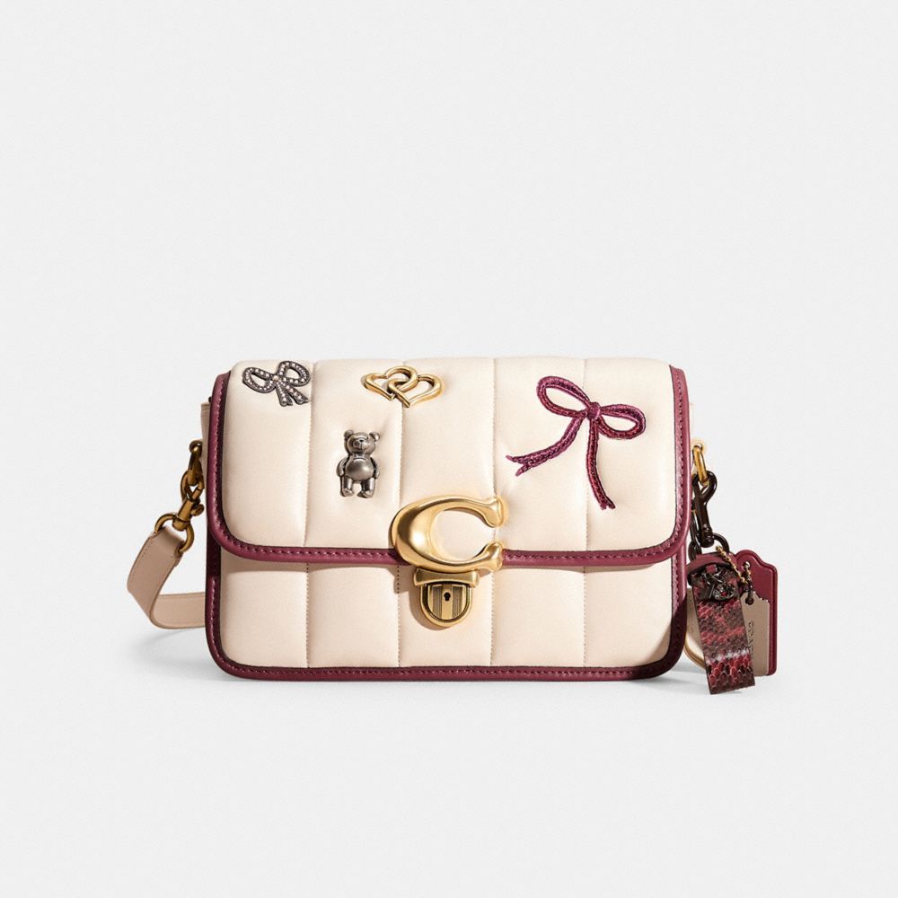 COACH®,UPCRAFTED STUDIO SHOULDER BAG WITH QUILTING,Sweet Nostalgia,Brass/Chalk,Front View