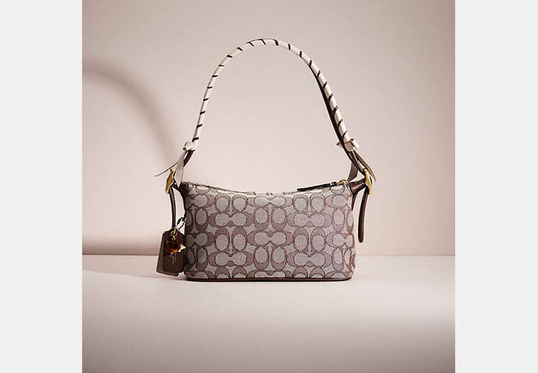COACH®,UPCRAFTED DEMI BAG IN SIGNATURE JACQUARD,Sweet Nostalgia,Brass/Oak Maple,Front View