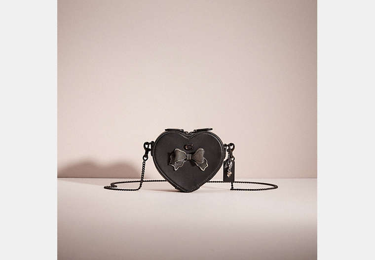 COACH®,UPCRAFTED HEART CROSSBODY 14,Sweet Nostalgia,Pewter/Black,Front View