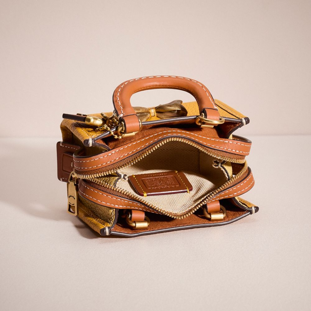 COACH®,Upcrafted Rogue 12 In Colorblock Regenerative Leather,Yellow,Inside View,Top View