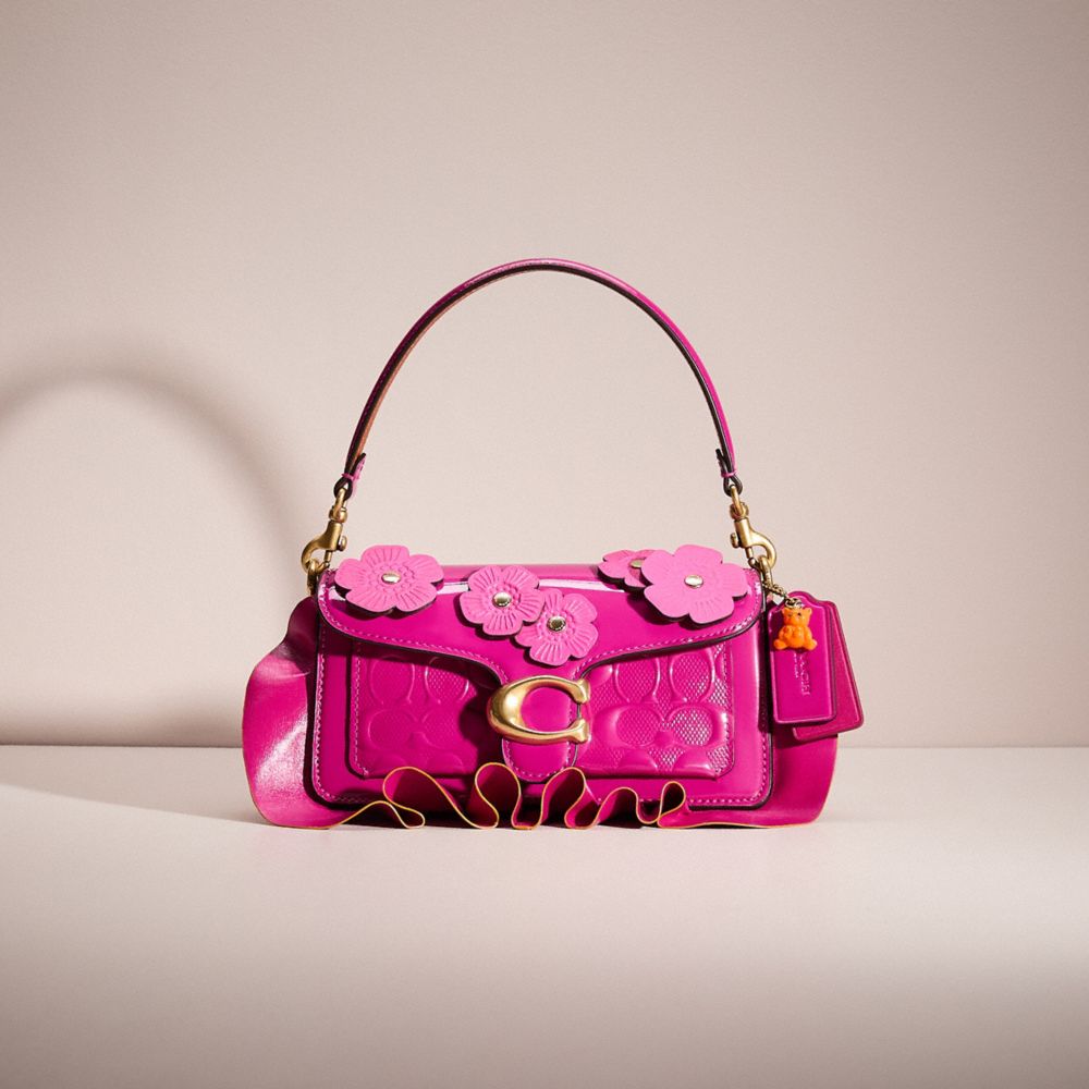 COACH®,UPCRAFTED TABBY SHOULDER BAG 20 IN SIGNATURE LEATHER,Sweet Nostalgia,Brass/Magenta,Front View