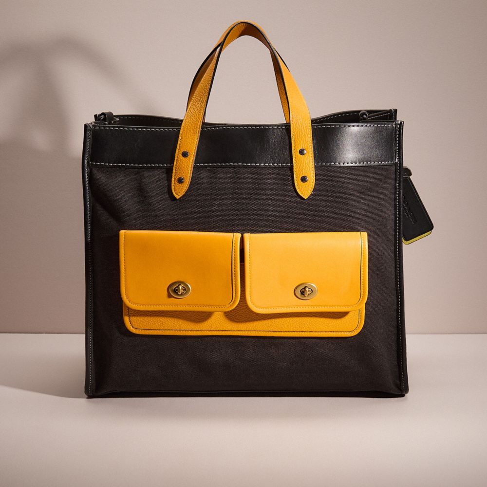 COACH®,UPCRAFTED FIELD TOTE 40 IN ORGANIC COTTON CANVAS,Black Copper/Black,Front View