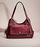COACH®,UPCRAFTED LORI SHOULDER BAG WITH SNAKESKIN DETAIL,Brass/Wine,Front View