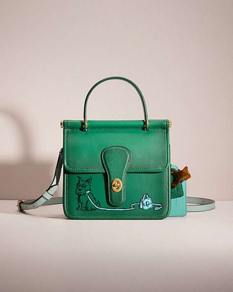 COACH®,UPCRAFTED WILLIS TOP HANDLE 18,Sweet Nostalgia,Brass/Green,Front View