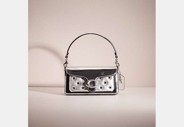 COACH®,UPCRAFTED TABBY SHOULDER BAG 20 IN METALLIC,Silver/Silver,Front View