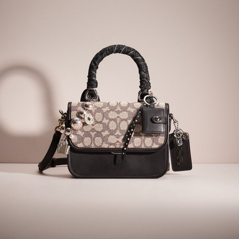 COACH®,UPCRAFTED ROGUE TOP HANDLE IN SIGNATURE JACQUARD,Silver/Cocoa Black,Front View