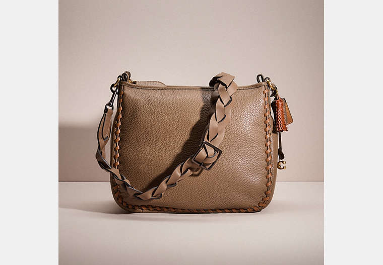 COACH®,UPCRAFTED CARY SHOULDER BAG,Brass/Dark Stone,Front View