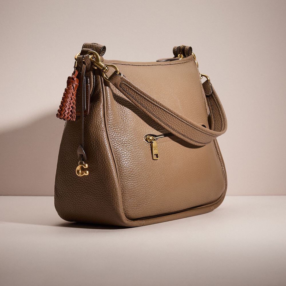 COACH®,UPCRAFTED CARY SHOULDER BAG,Brass/Dark Stone,Angle View