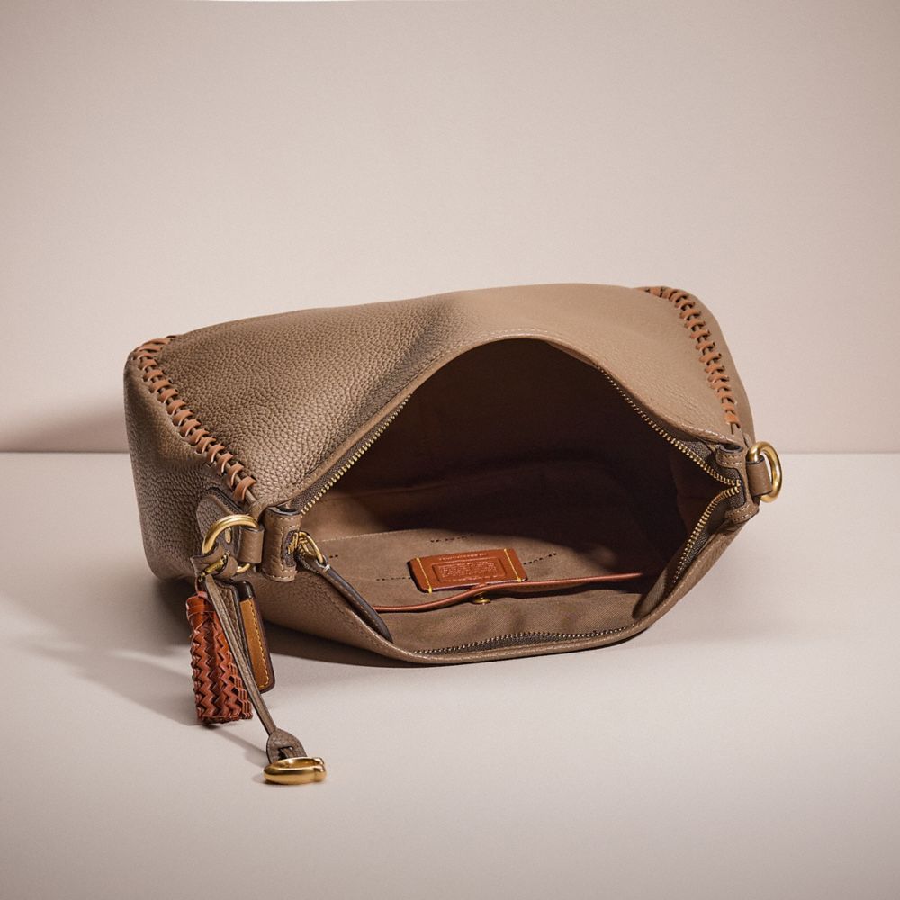COACH®,UPCRAFTED CARY SHOULDER BAG,Brass/Dark Stone,Inside View,Top View