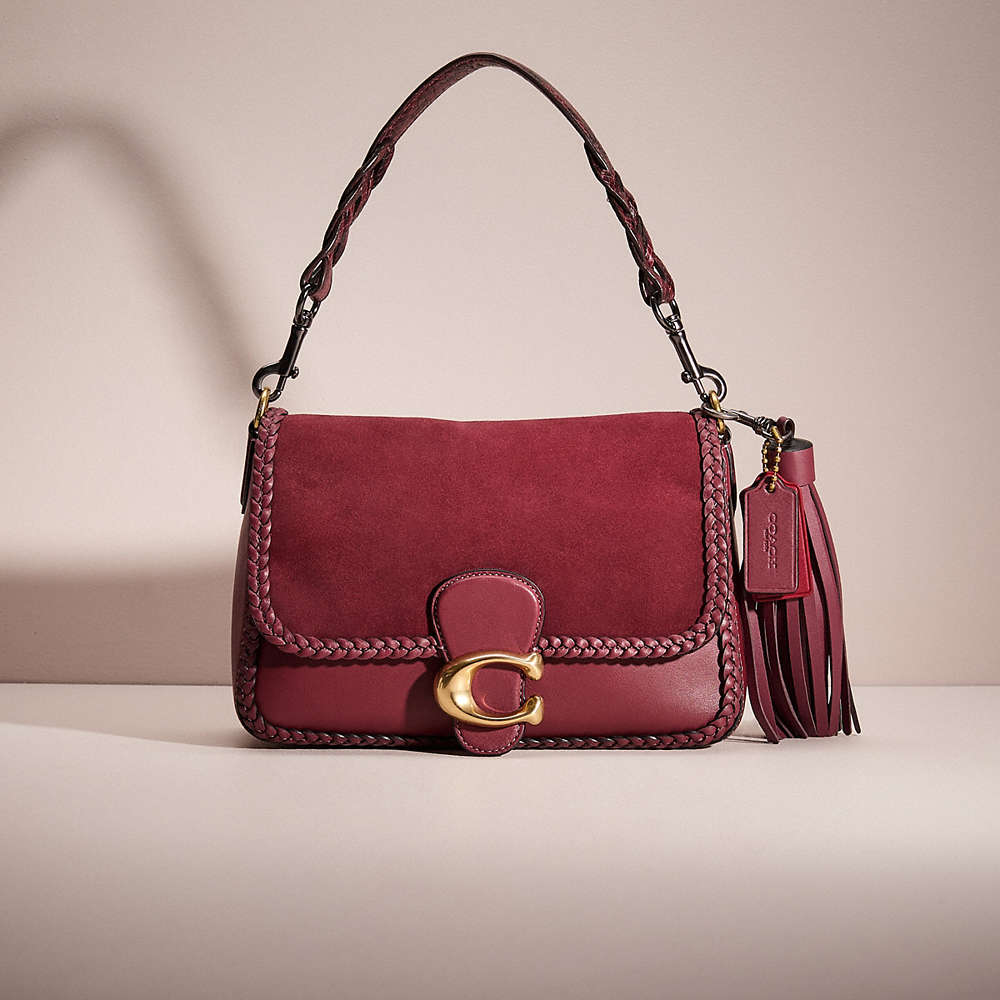 Shop Coach Upcrafted Soft Tabby Shoulder Bag With Braid In Brass/wine