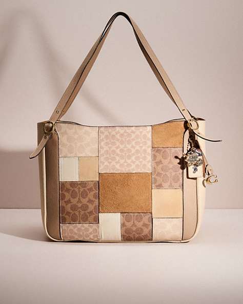 COACH®,UPCRAFTED ALANA TOTE IN COLORBLOCK,Brass/Ivory Multi,Front View