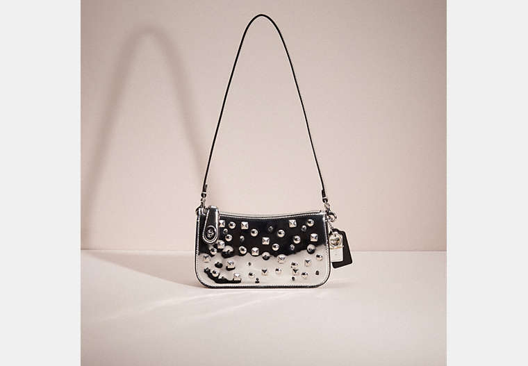 COACH®,UPCRAFTED PENN SHOULDER BAG IN SILVER METALLIC,Silver/Silver,Front View