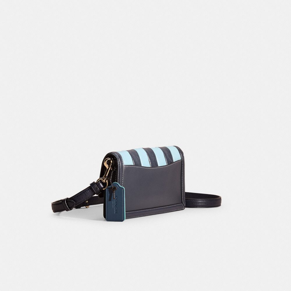 COACH®,UPCRAFTED HUTTON CLUTCH WITH COLORBLOCK QUILTING,Pewter/Midnight Navy Multi,Angle View