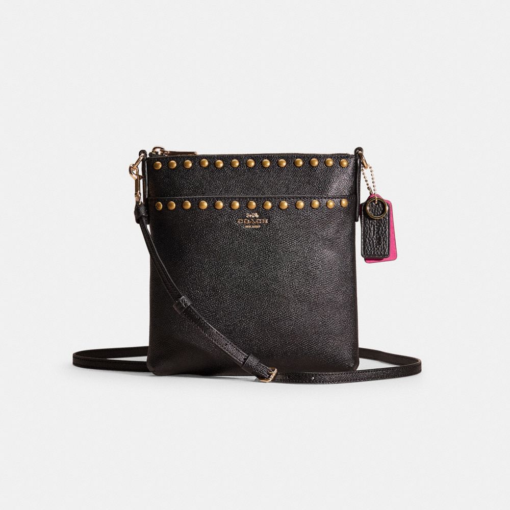 COACH®,UPCRAFTED KITT MESSENGER CROSSBODY,Gold/Black,Front View