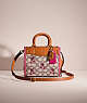 COACH®,UPCRAFTED ROGUE BAG 17 IN SIGNATURE TEXTILE JACQUARD WITH HEART EMBROIDERY,Brass/Cocoa Burnished Amber,Front View