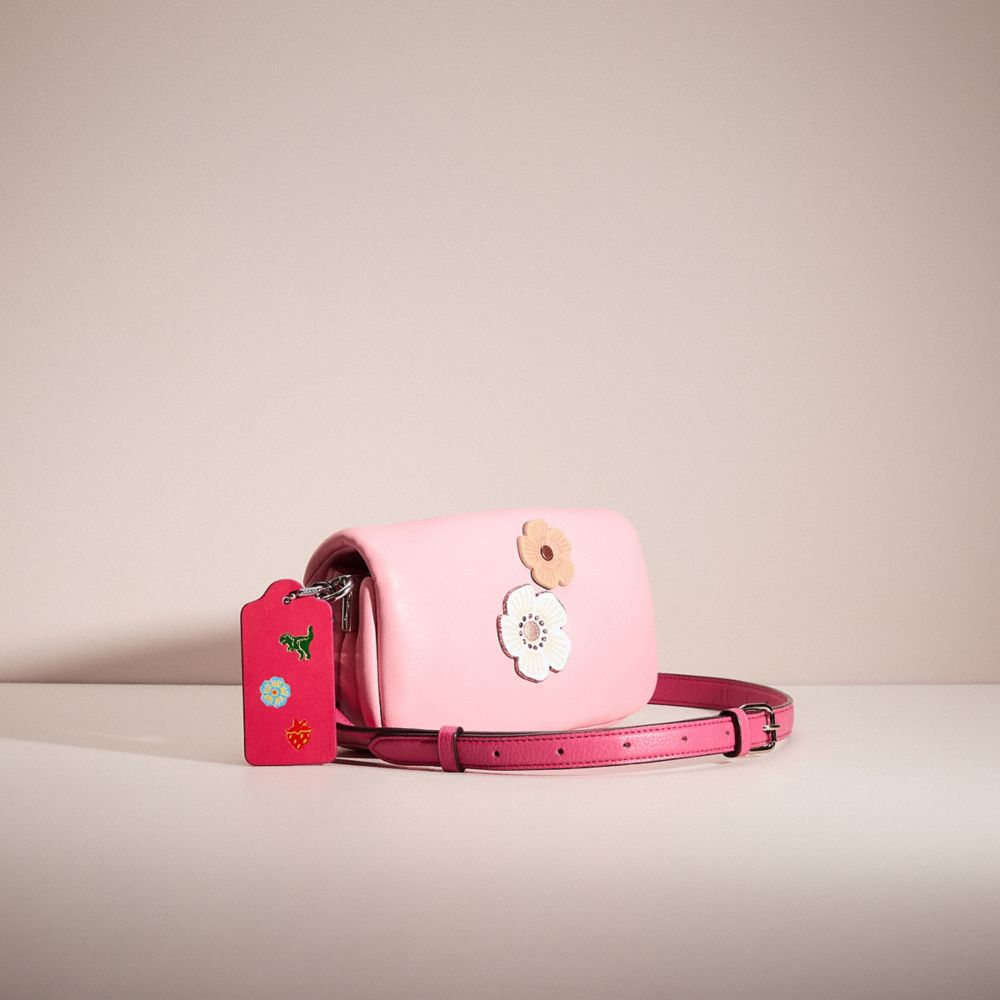 COACH®,Upcrafted Pillow Tabby Shoulder Bag 18,Leather,Shoulder Bag,Studded,Logo,Metal,Day Party,Pink,Angle View