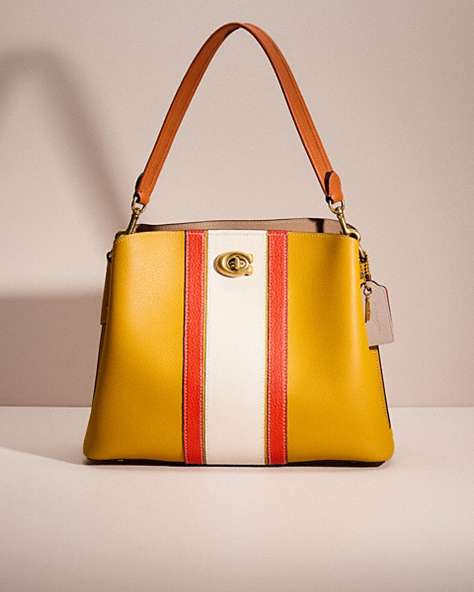 COACH®,UPCRAFTED WILLOW SHOULDER BAG IN COLORBLOCK,Brass/Buttercup Multi,Front View