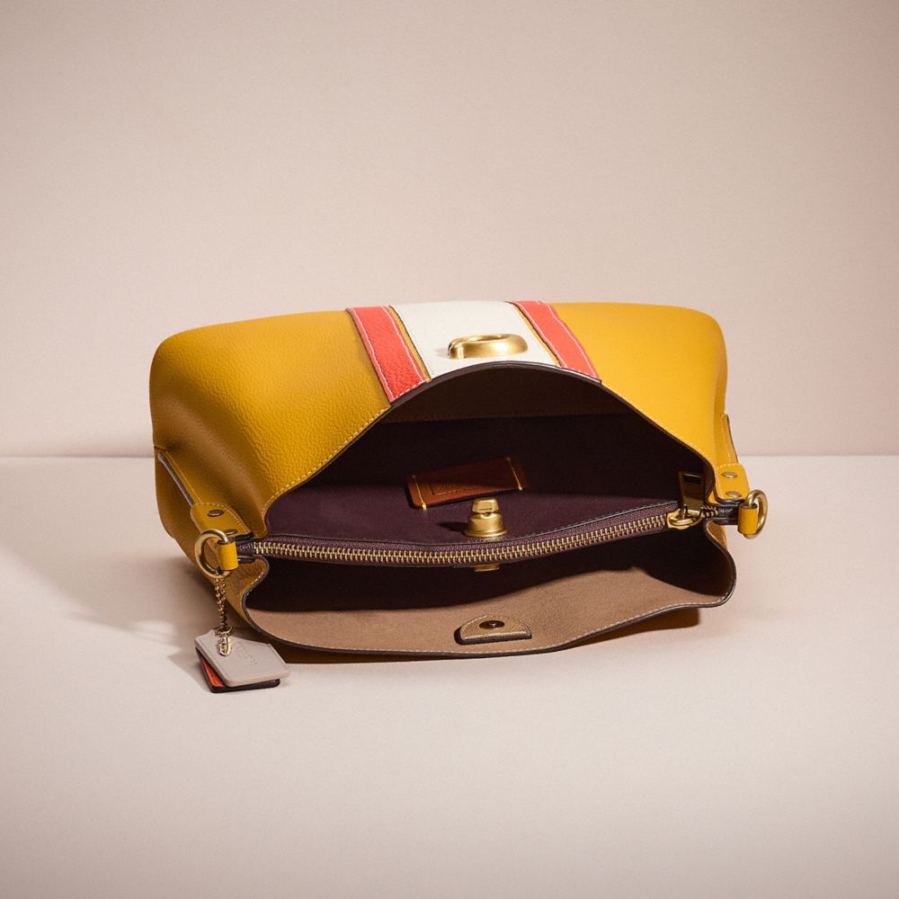 COACH®,UPCRAFTED WILLOW SHOULDER BAG IN COLORBLOCK,Brass/Buttercup Multi,Inside View,Top View
