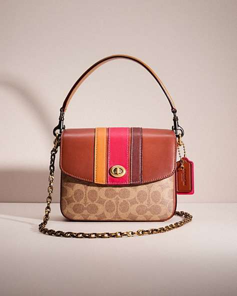 COACH®,UPCRAFTED CASSIE CROSSBODY 19 IN SIGNATURE CANVAS,Brass/Tan/Rust,Front View