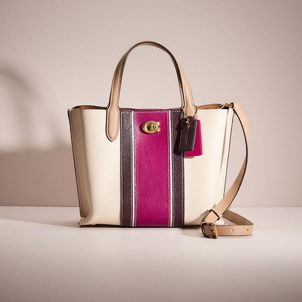 COACH®,UPCRAFTED WILLOW TOTE 24 IN COLORBLOCK,Brass/Chalk Multi,Front View