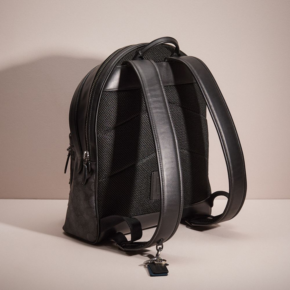 COACH®,UPCRAFTED CHARTER BACKPACK IN SIGNATURE CANVAS,Black Copper/Charcoal,Angle View
