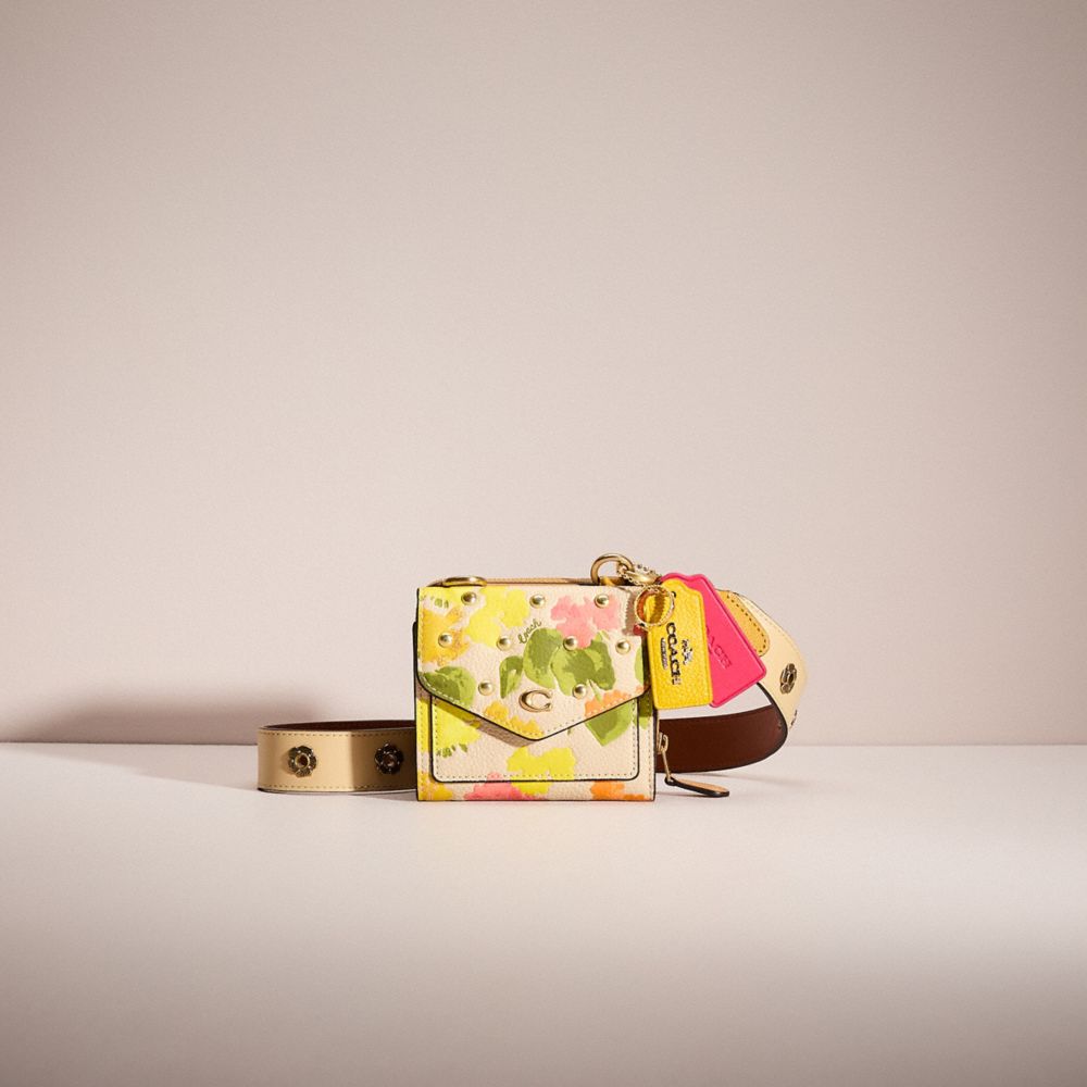 COACH®,UPCRAFTED DOUBLE-UP WALLET SHOULDER BAG CREATION,Polished Pebble Leather,Brass/Multi,Front View