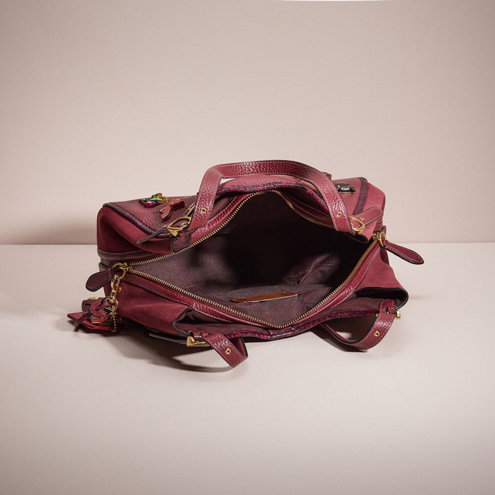 COACH®,UPCRAFTED LORI SHOULDER BAG WITH SNAKESKIN DETAIL,Sweet Nostalgia,Brass/Wine,Inside View,Top View
