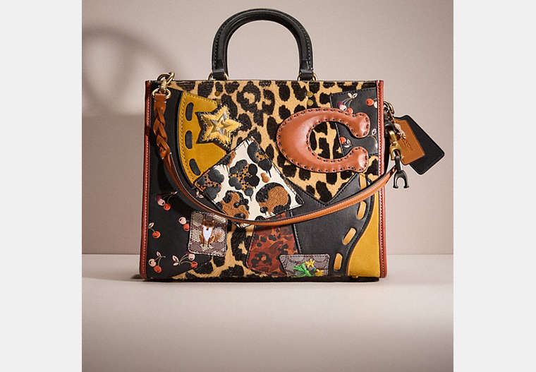 COACH®,UPCRAFTED ROGUE IN HAIRCALF WITH LEOPARD PRINT,Sweet Nostalgia,Brass/Leopard,Front View