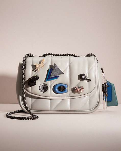 COACH®,UPCRAFTED PILLOW MADISON SHOULDER BAG WITH QUILTING,Sweet Nostalgia,Pewter/Dove Grey,Front View