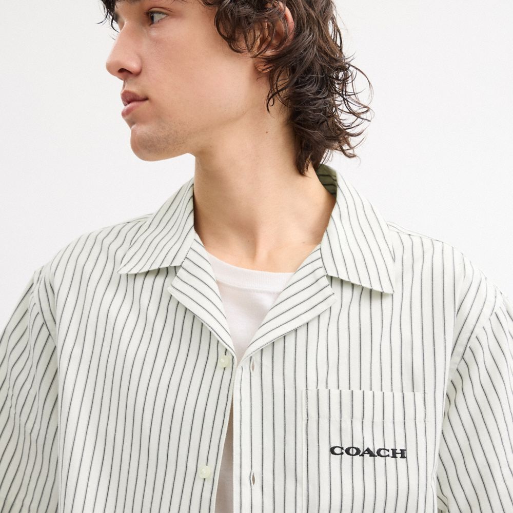 COACH®,Striped Camp Shirt,,Detail View