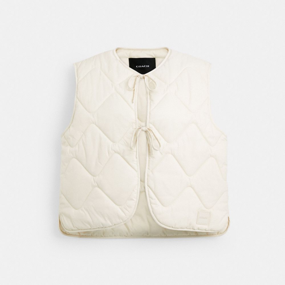 COACH®,Quilted Tie Front Vest,,Front View image number 0