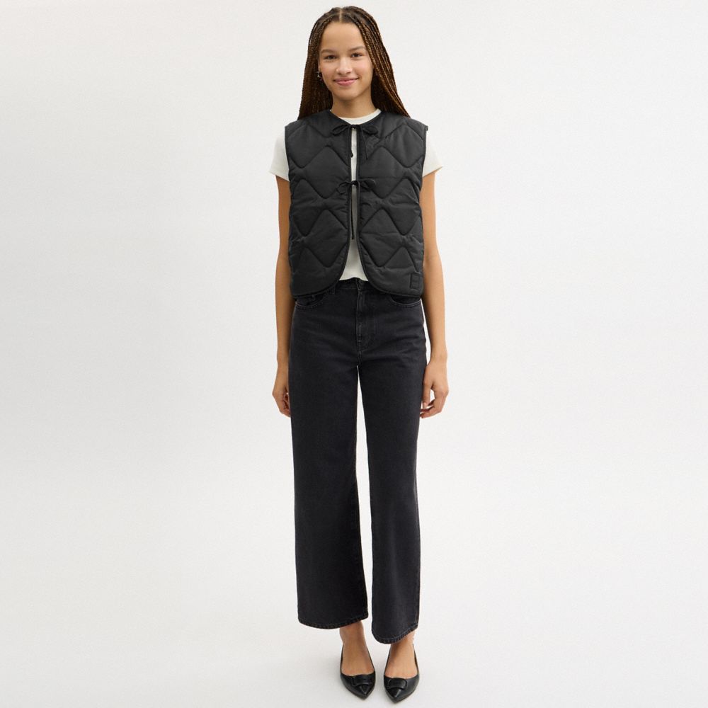COACH®,Quilted Tie Front Vest,Polyester,Polyamide,Vest,Quilted,Tie Belt,Casual,,Scale View
