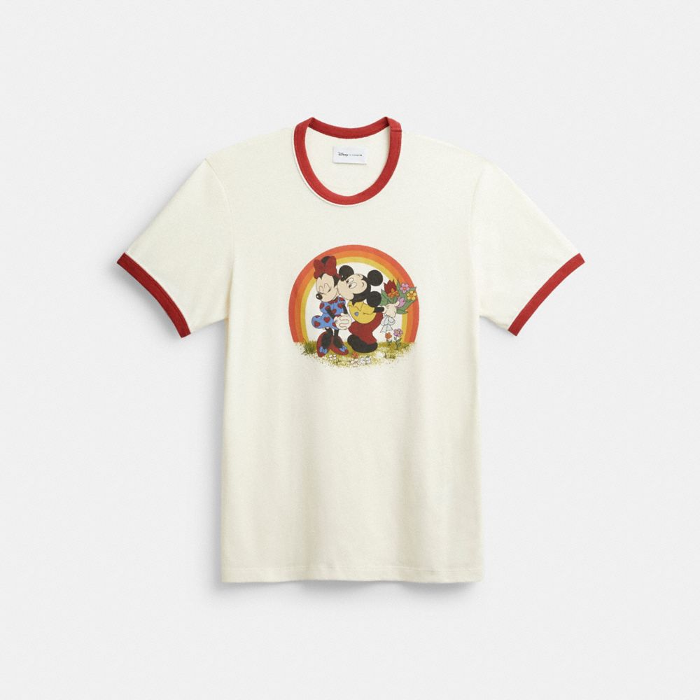 COACH®,T-SHIRT DISNEY X COACH AVEC MICKEY MOUSE ET MINNIE MOUSE,Crème,Front View