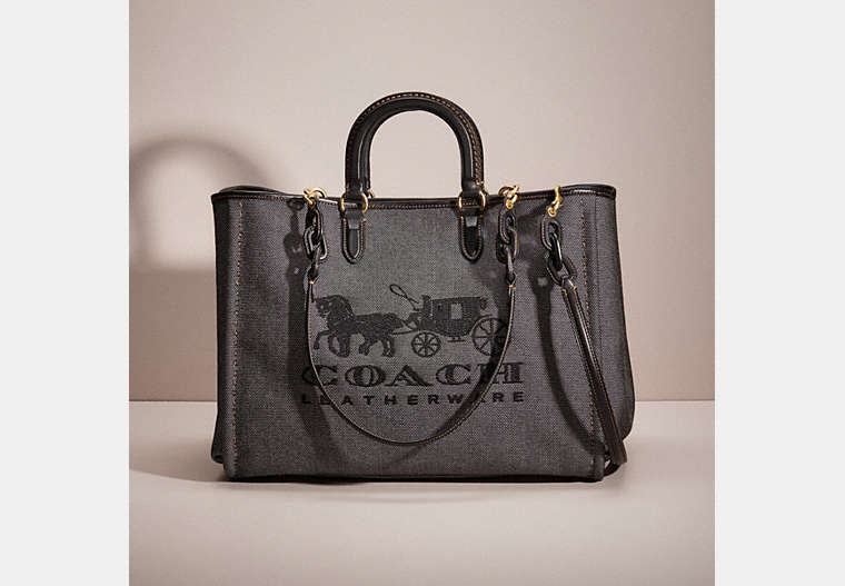 COACH®,RESTORED REESE TOTE,Brass/Black,Front View