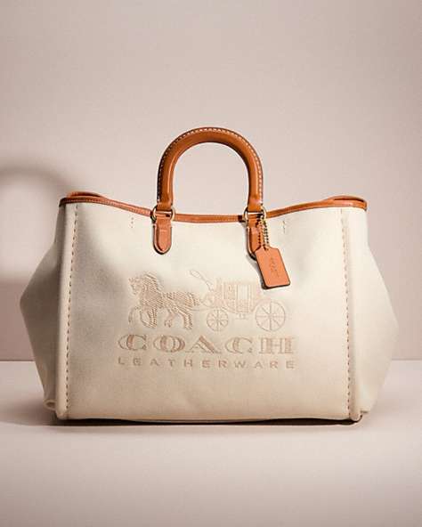 COACH®,RESTORED REESE TOTE,Brass/Natural,Front View