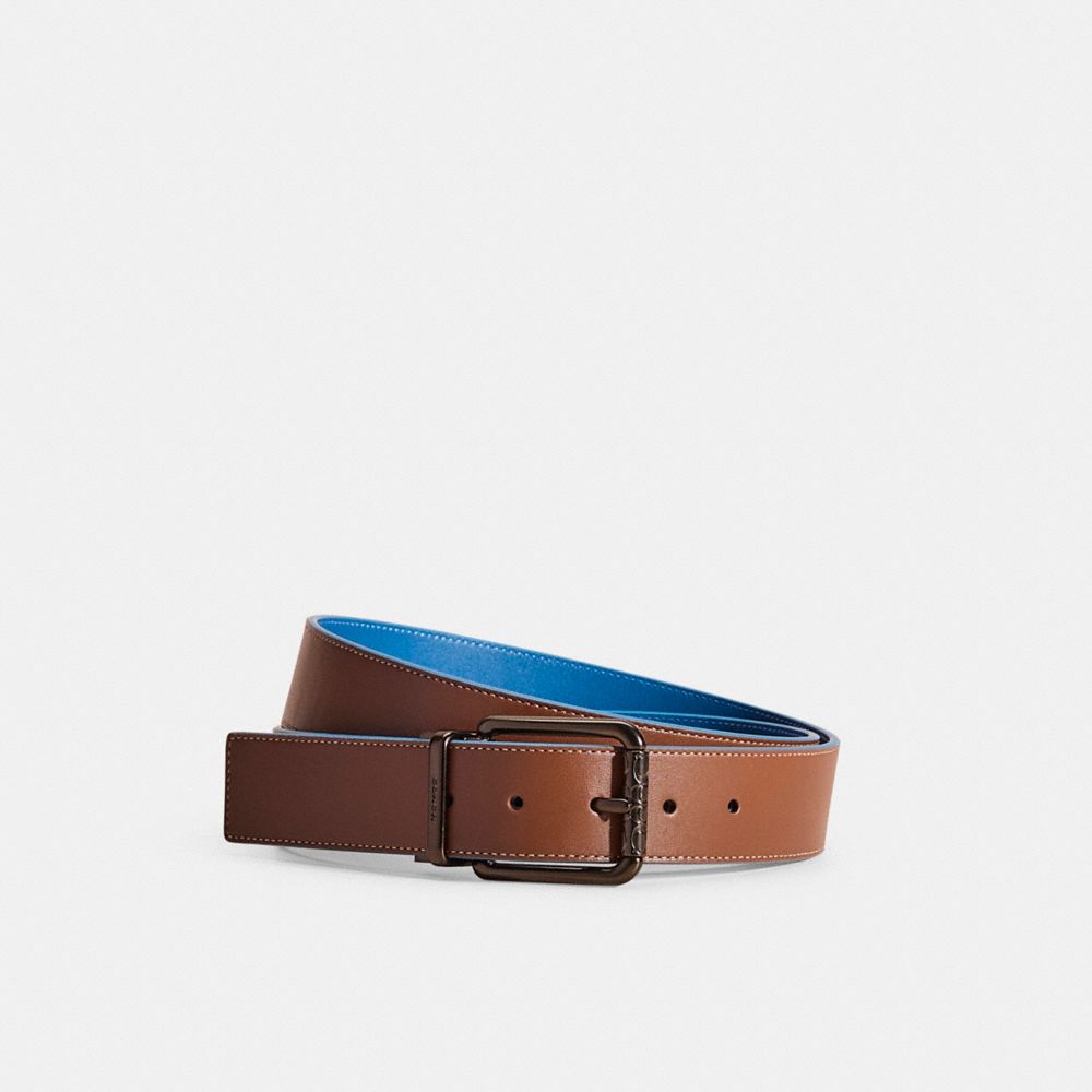 Coach Restored Roller Buckle Cut To Size Reversible Belt, 38mm In Saddle/pacific