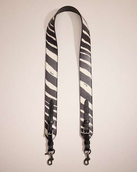 COACH®,RESTORED STRAP WITH ZEBRA PRINT,Silver/Zebra,Front View