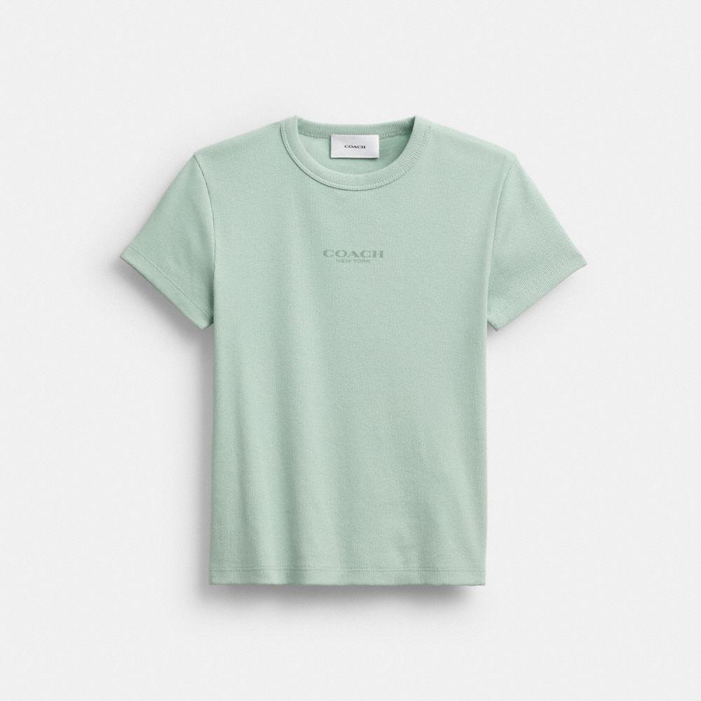 COACH®,New York Ribbed T-Shirt,Cotton,T Shirt,Basic,Logo,Casual,,Front View