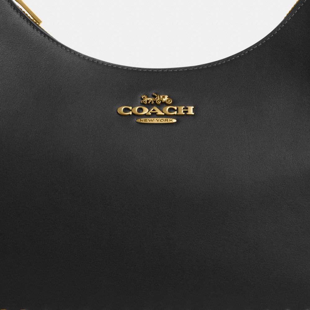 COACH®,Teri Hobo Bag With Grommets,Leather,Shoulder Bag,Logo,Metal,Grommet,Casual,Day Party,Black
