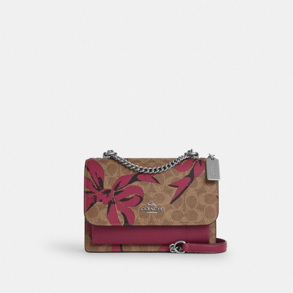 COACH®,Klare Crossbody Bag In Signature Canvas With Bow Print,,Front View