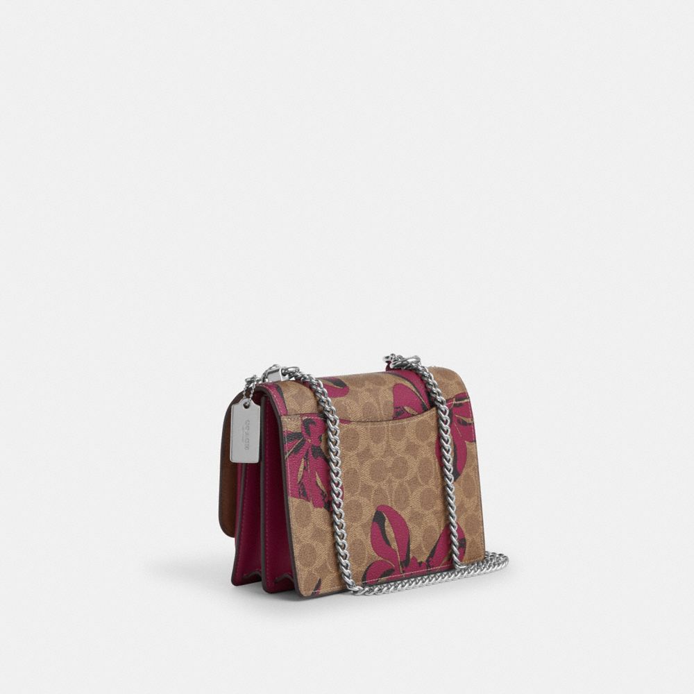 COACH®,Klare Crossbody Bag In Signature Canvas With Bow Print,Leather,Canvas,Crossbody,Color Block,Adjustable,Day Party,Beige,Angle View