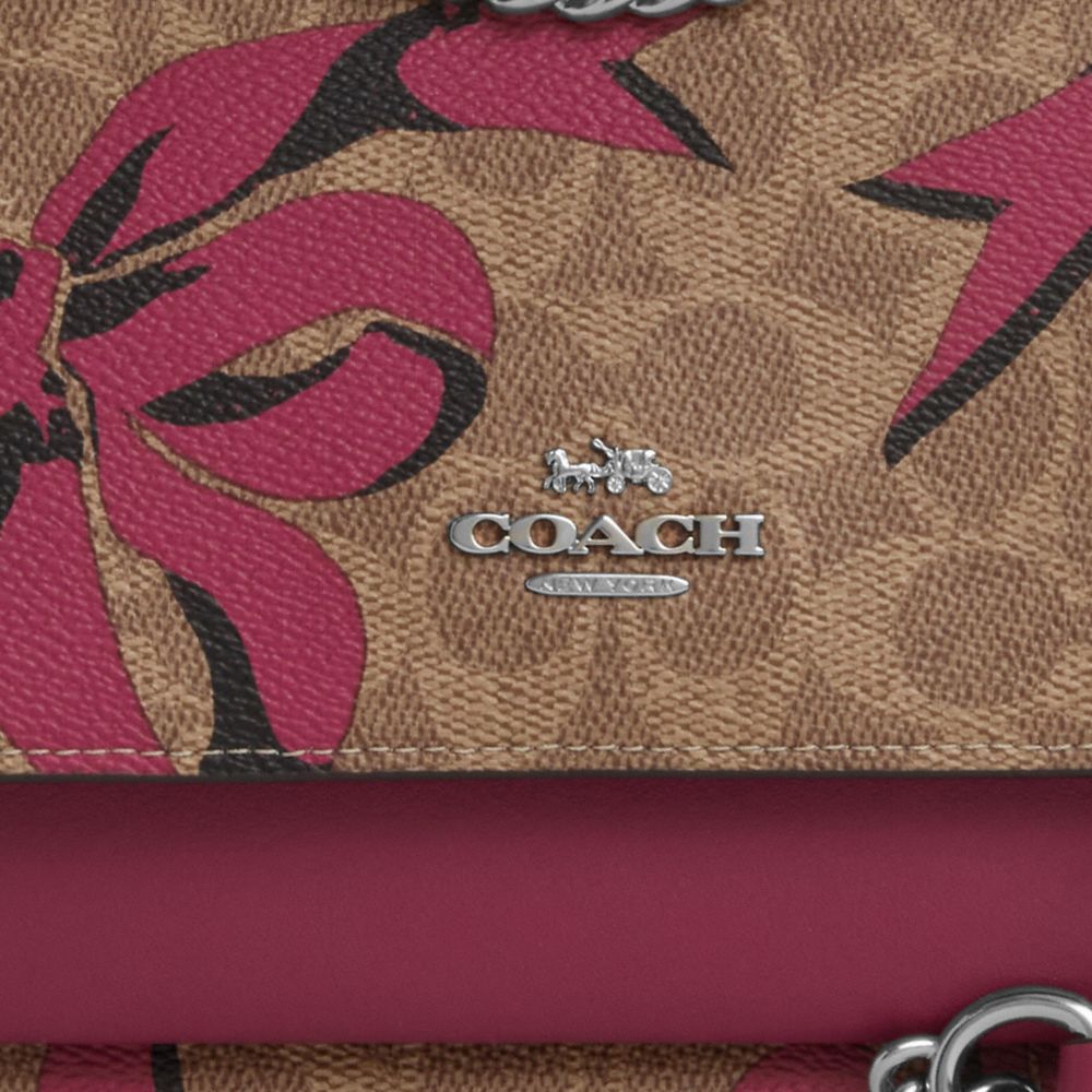 COACH®,Klare Crossbody Bag In Signature Canvas With Bow Print,Leather,Canvas,Crossbody,Color Block,Adjustable,Day Party,Beige