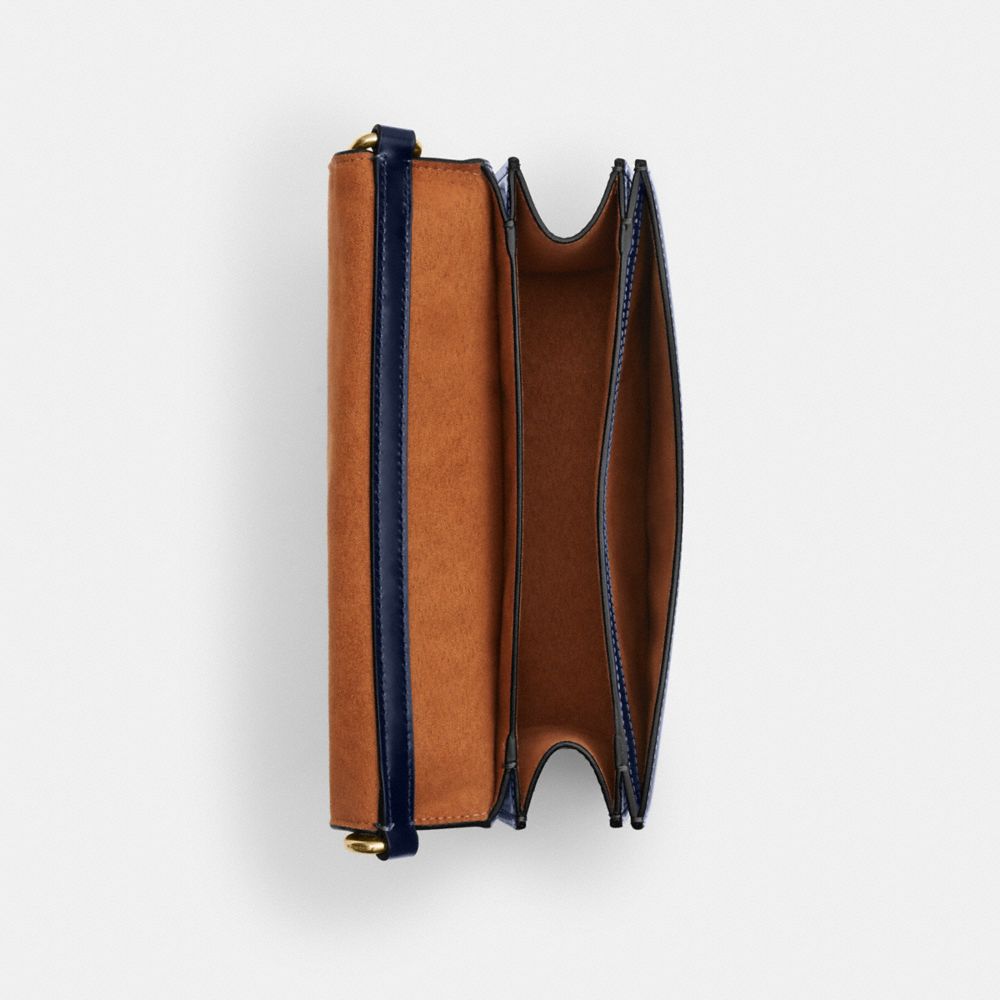 COACH®,Quinn Bag,Leather,Shoulder Bag,Metal,Logo,Casual,Navy,Inside View,Top View