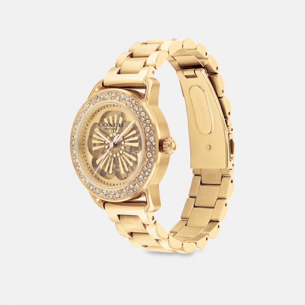 COACH®,Cruiser Automatic Watch, 37 Mm,Analog,Mineral,Crystal,Gem Embellishment,Word Embellishment,Logo,Water Resistant,Casual,,Angle View