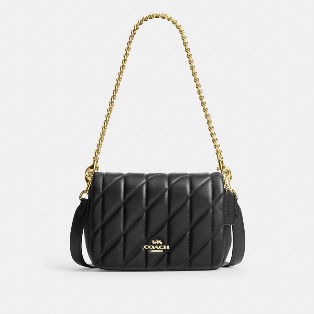 COACH®,Quinn Bag With Quilting,Black,Front View